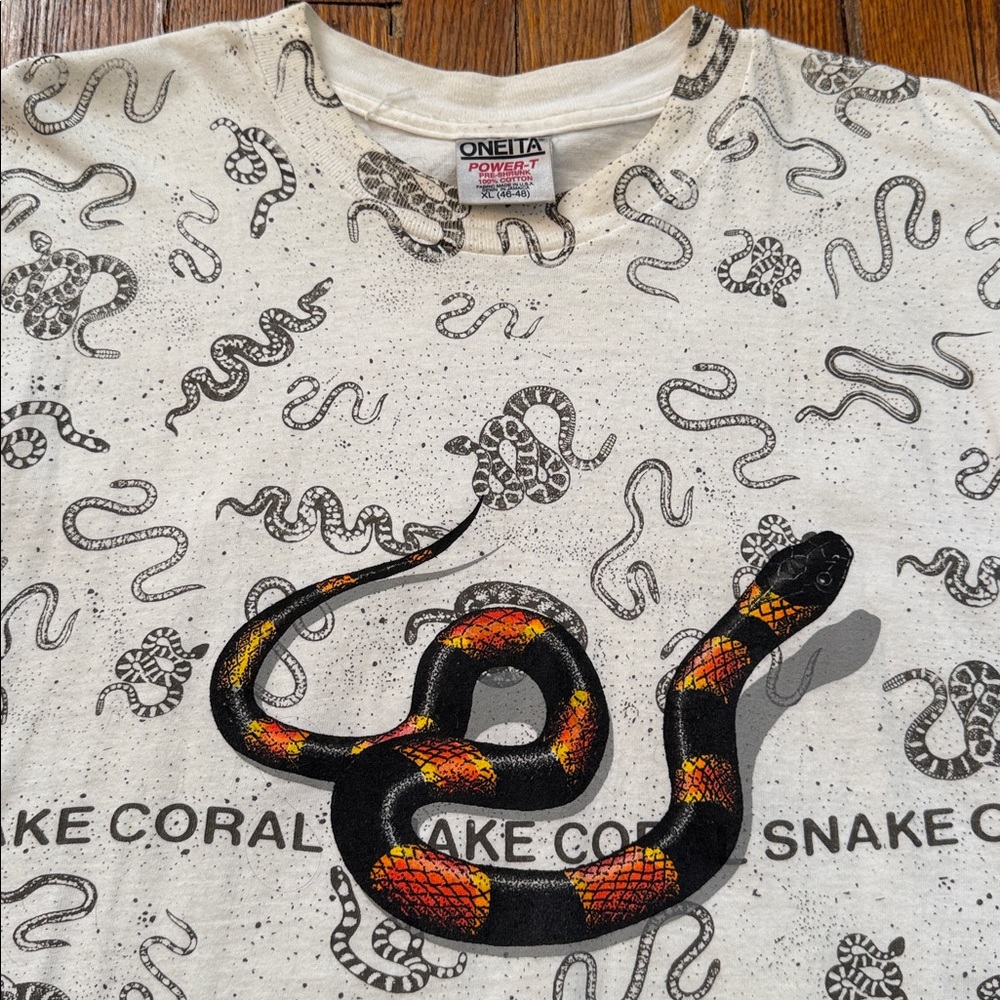 1993 Coral Snake AOP Vintage Single Stitch T-Shirt - Picture 2 of 13
